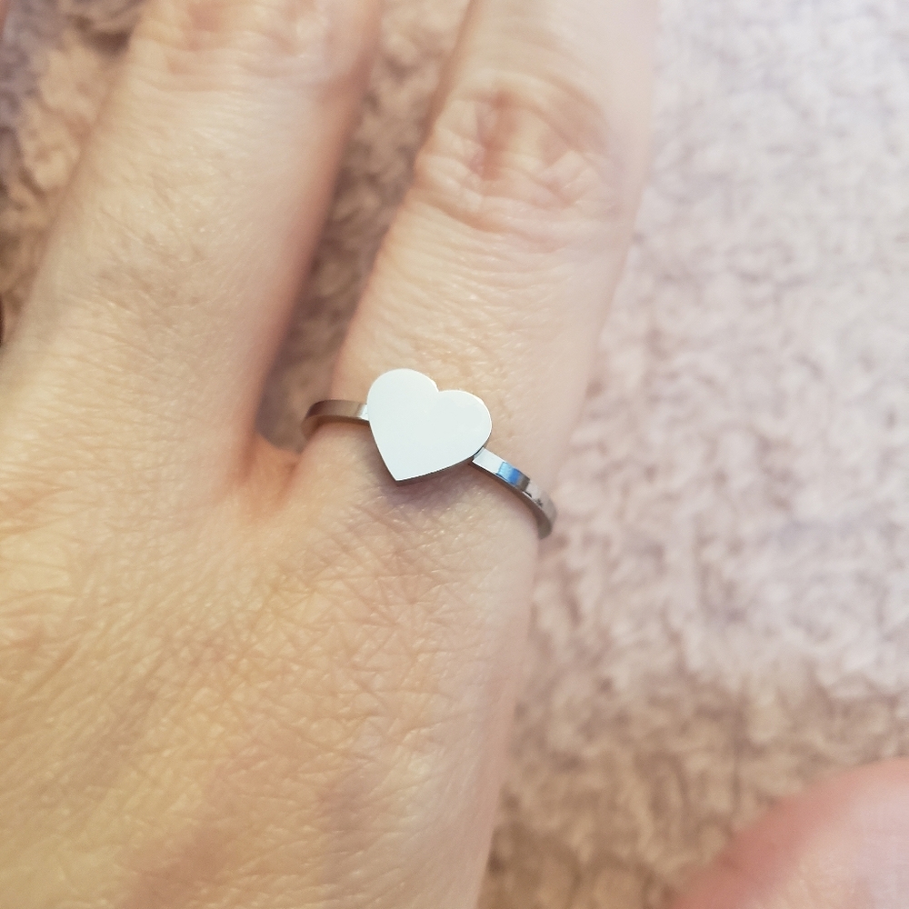 Petite Heart Stackable Stainless Steel Ring - Picture 7 of 9